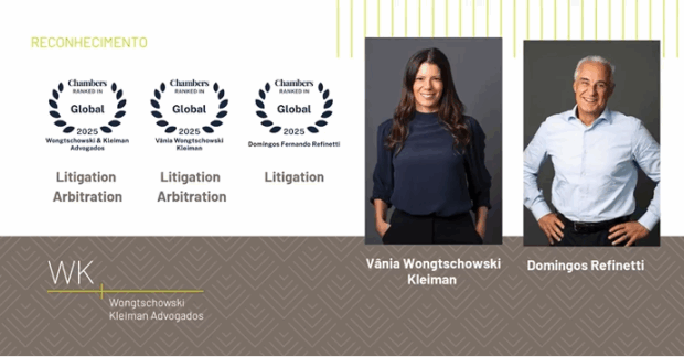 WK Advogados has been recognized in the Chambers and Partners Global Guide 2025 as a leading law firm in Arbitration and Litigation
